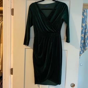 Long sleeve emerald velvet dress